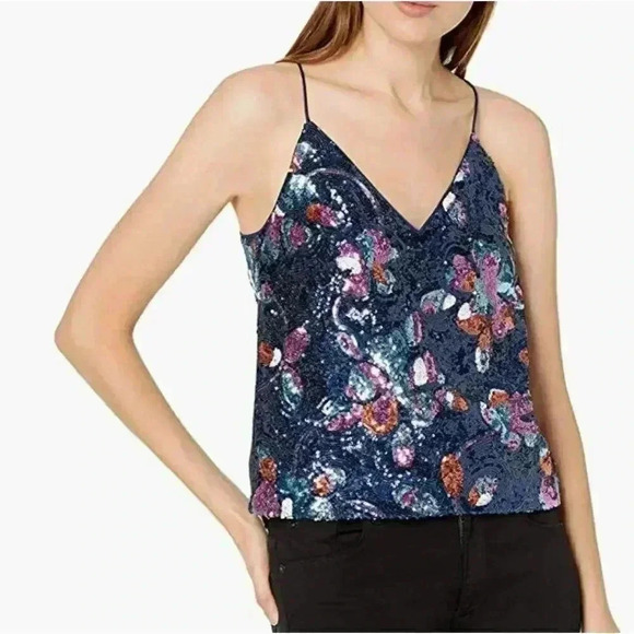 Ramy Brook Women's Leta Sleeveless Sequin Rose Gold Top, Extra Small - Picture 1 of 2